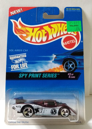 Hot Wheels Spy Print Sol-Aire CX4 Racing Car Collector #555 1996 - TulipStuff