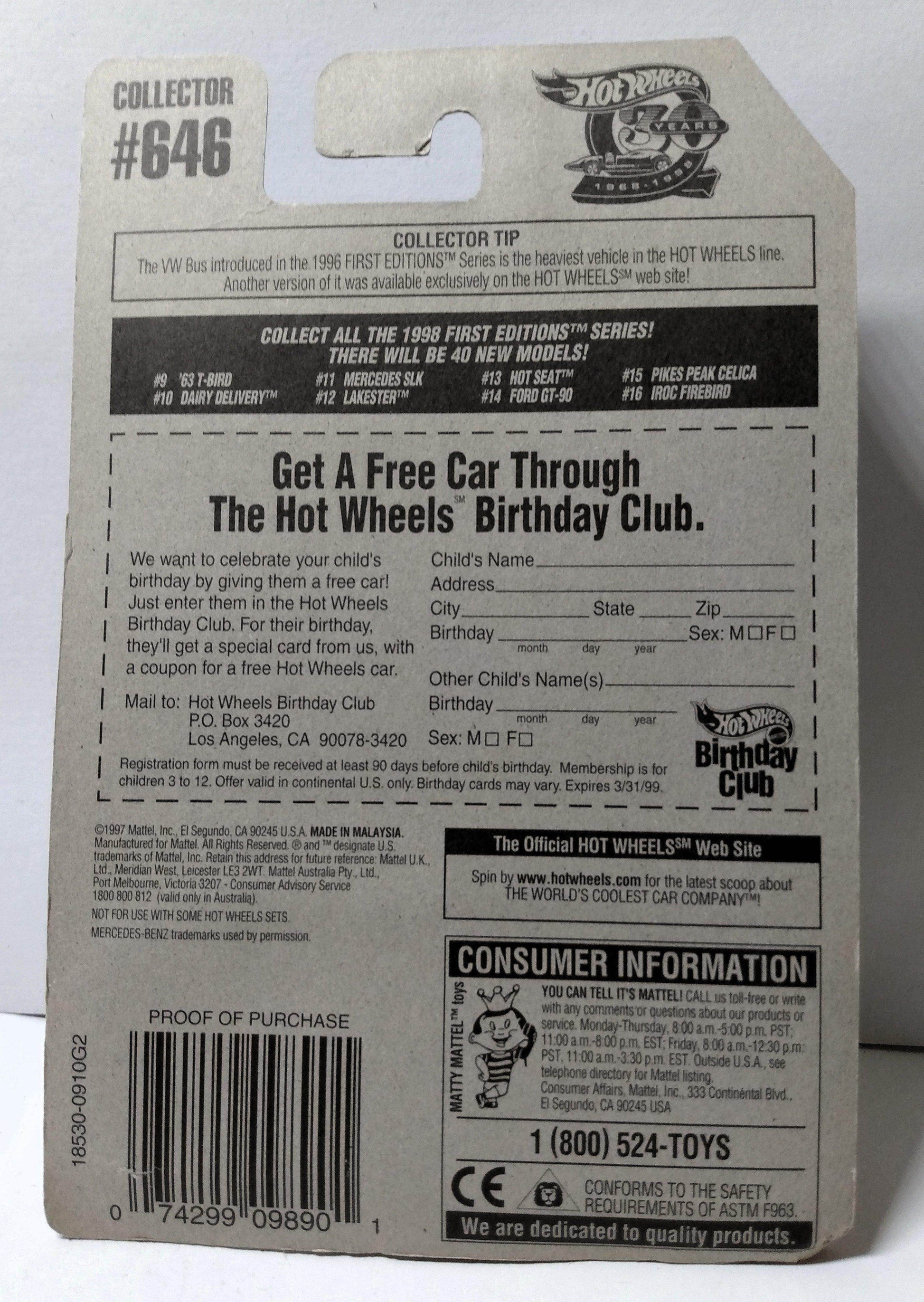 Hot Wheels 1998 First Editions Mercedes SLK Collector #646 - TulipStuff