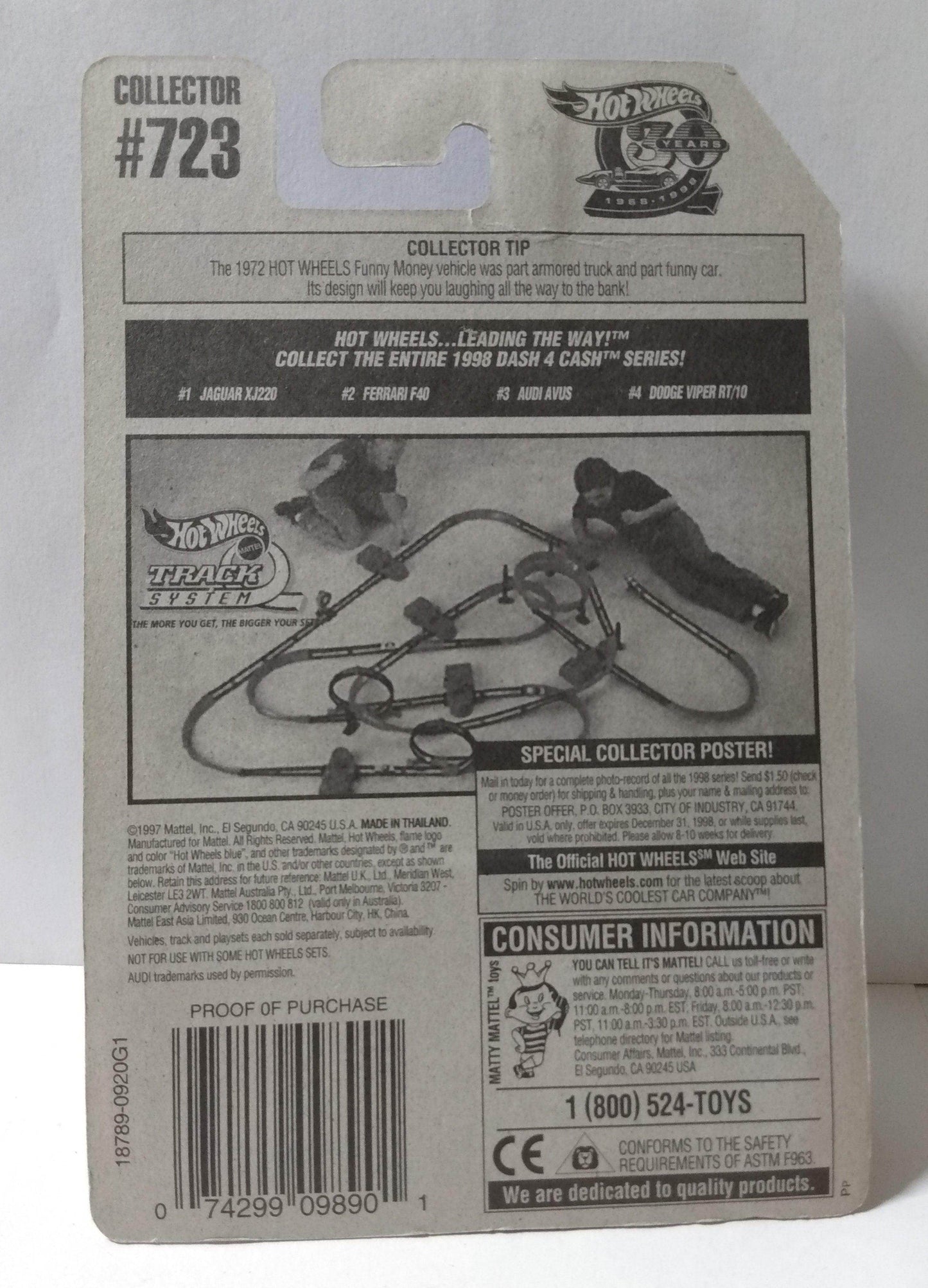 Hot Wheels Dash 4 Cash Series Audi Avus Quattro Collector #723 1997 - TulipStuff