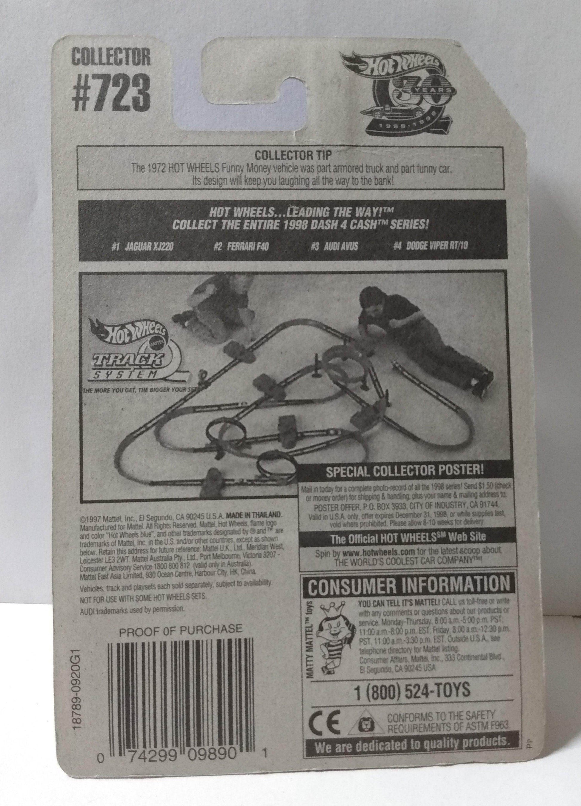 Hot Wheels Dash 4 Cash Series Audi Avus Quattro Collector #723 1997 - TulipStuff