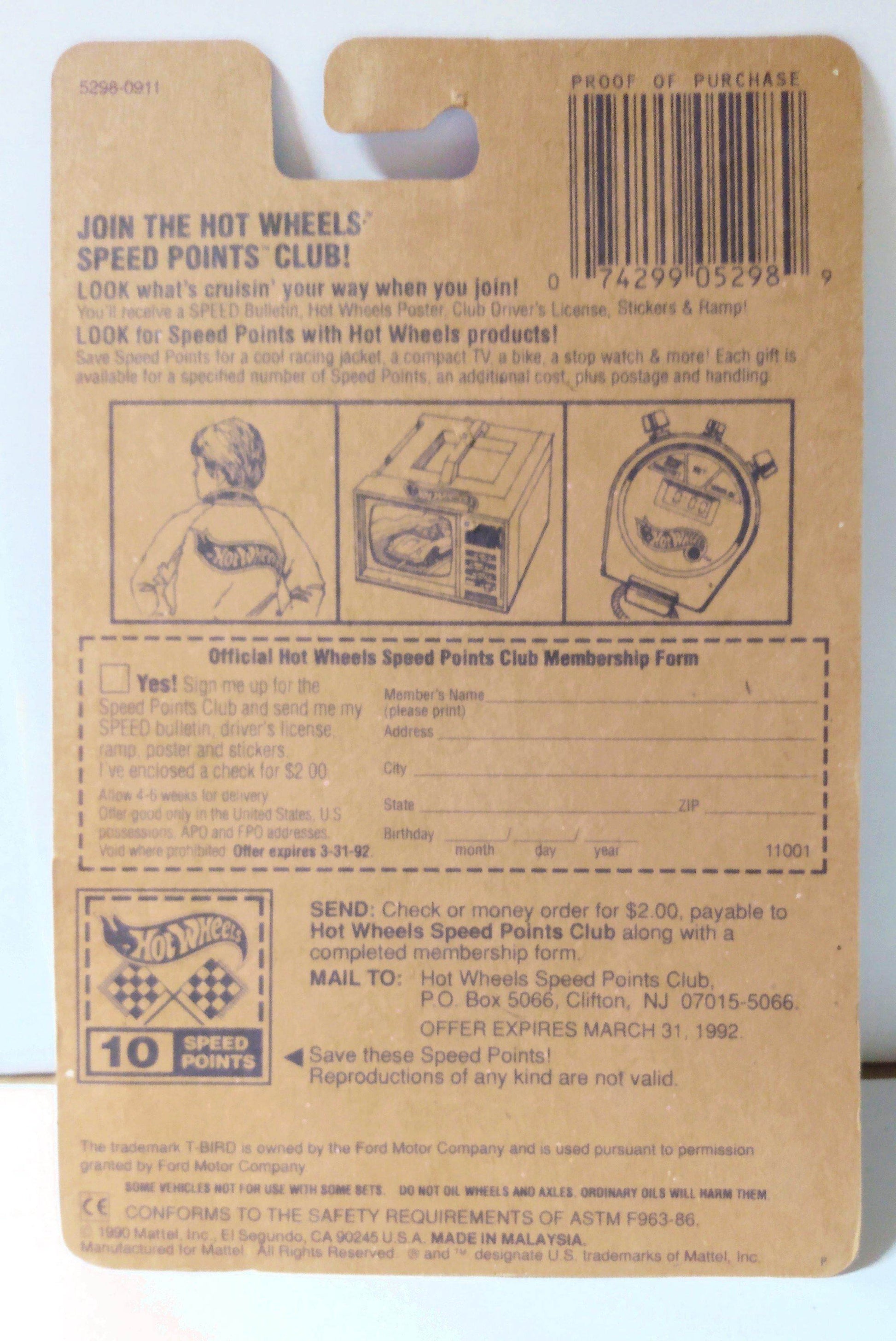 Hot Wheels Collector #88 T-Bird Stocker Ford Thunderbird Havoline 1991 - TulipStuff