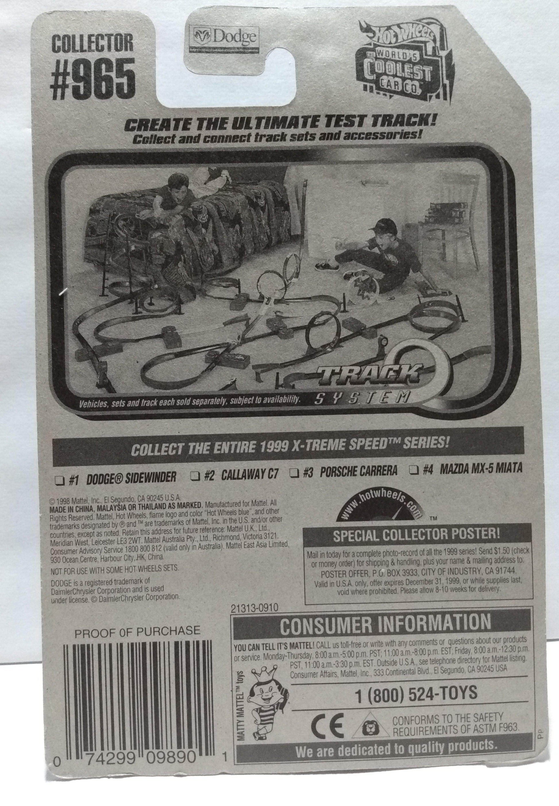 Hot Wheels X-Treme Speed Dodge Sidewinder Collector #965 1998 - TulipStuff