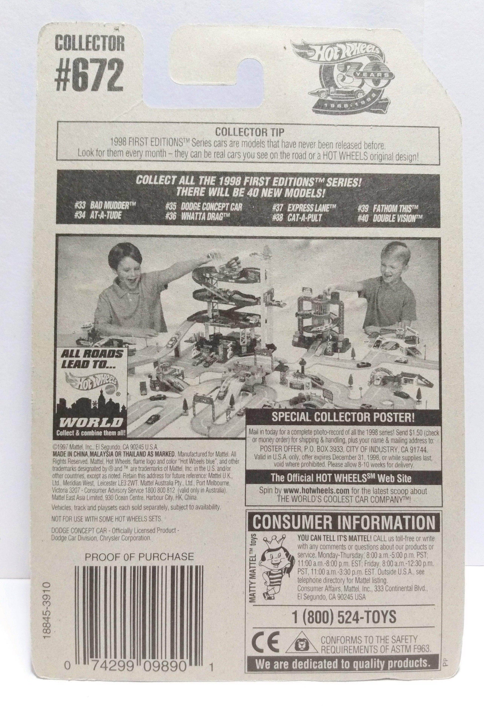 Hot Wheels 1998 First Editions Dodge Concept Car Collector #672 - TulipStuff