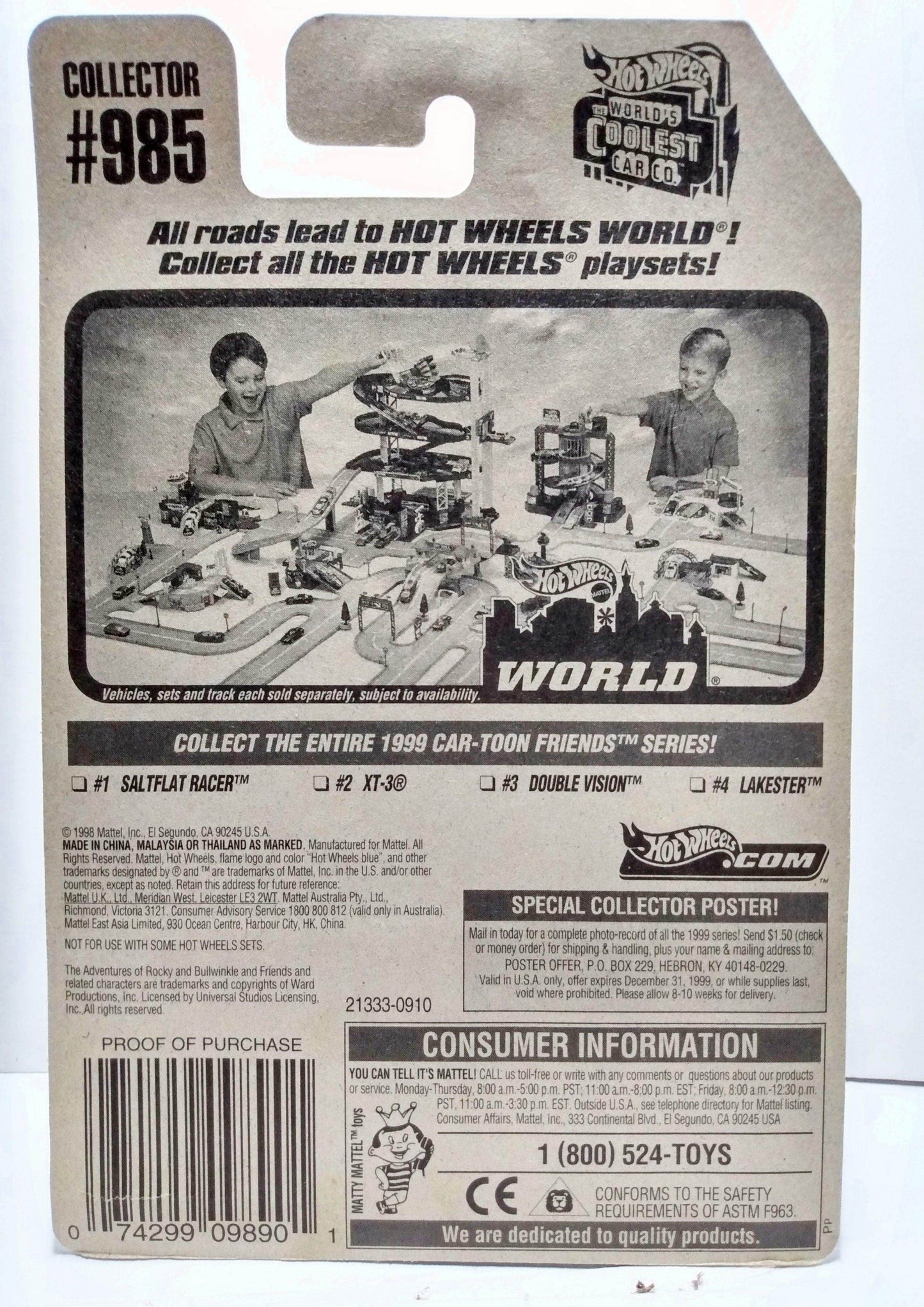 Hot Wheels Car-toon Friends Series Saltflat Racer Collector #985 1998 - TulipStuff