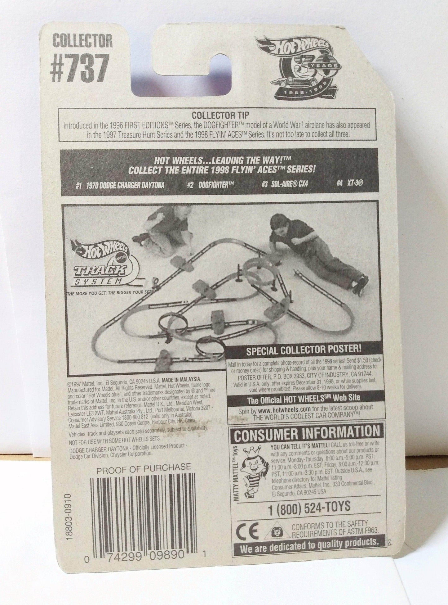 Hot Wheels Flyin' Aces Series 1970 Dodge Charger Daytona Collector 737 - TulipStuff