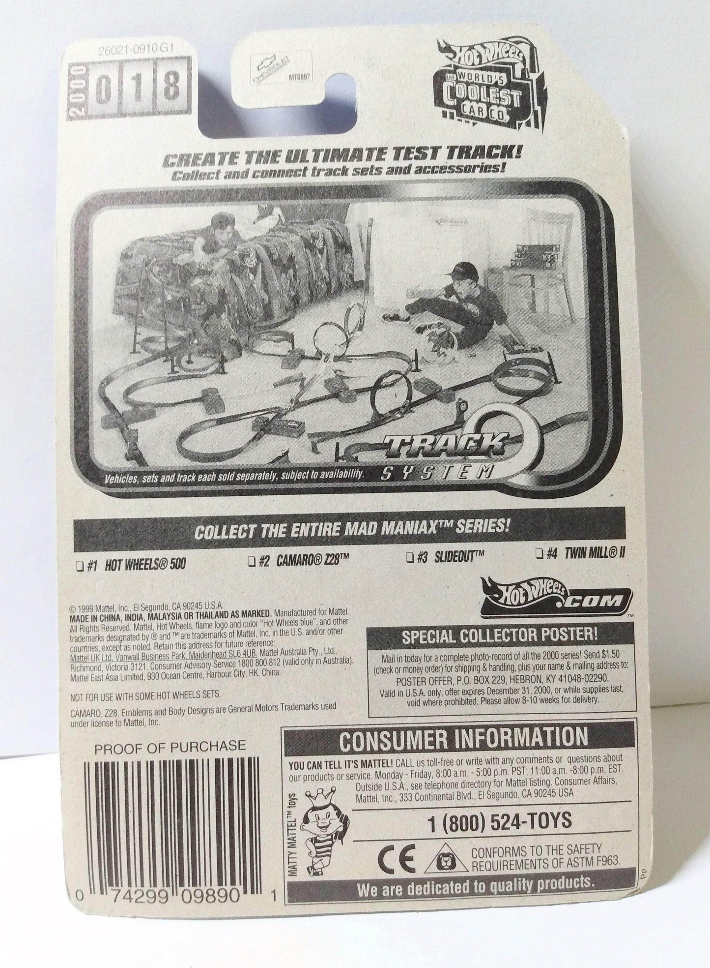 Hot Wheels Mad Maniax Chevrolet Camaro Z28 2000 Collector #018 - TulipStuff