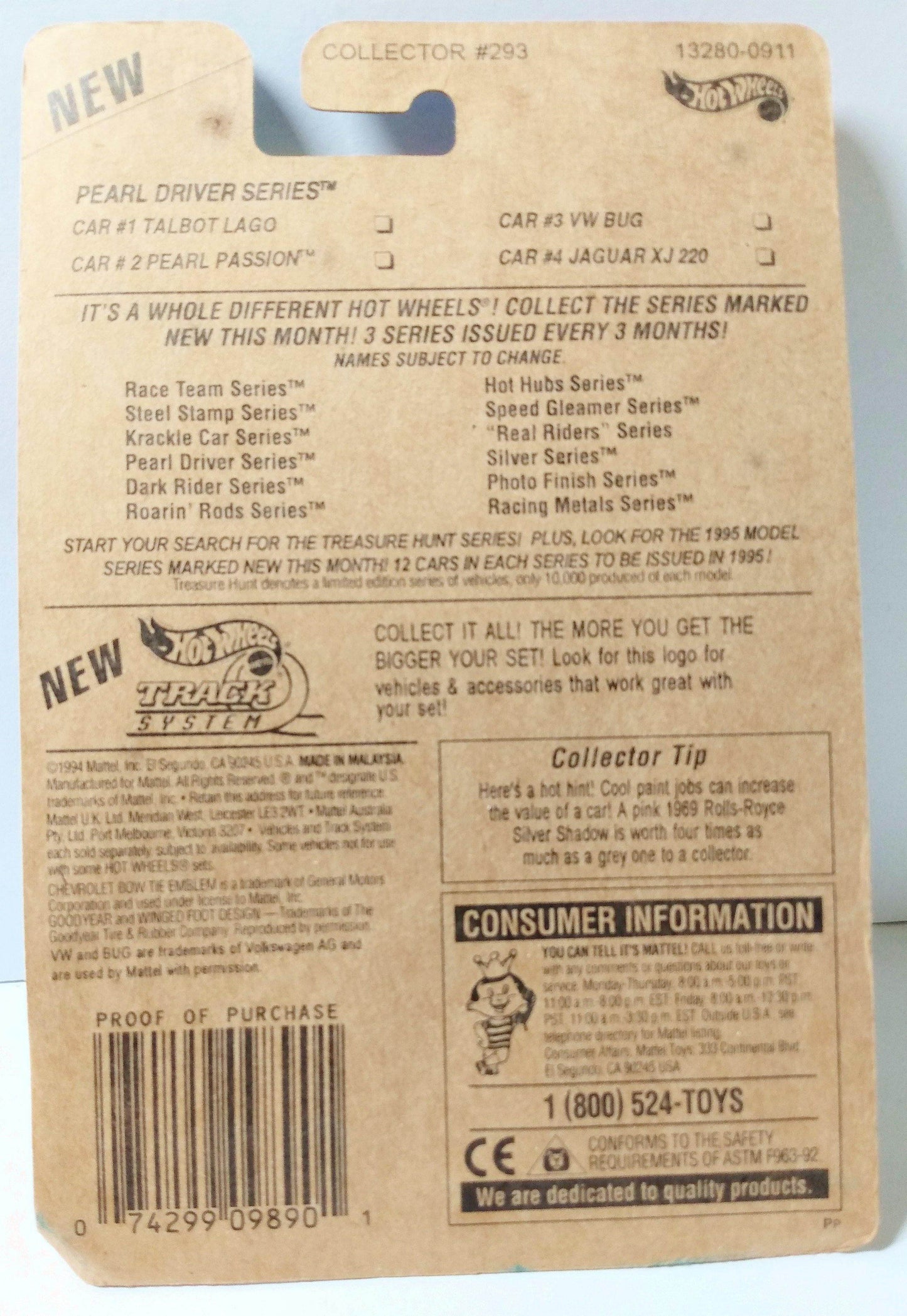 Hot Wheels Pearl Driver VW Bug Volkswagen Beetle Collector 293 bw - TulipStuff