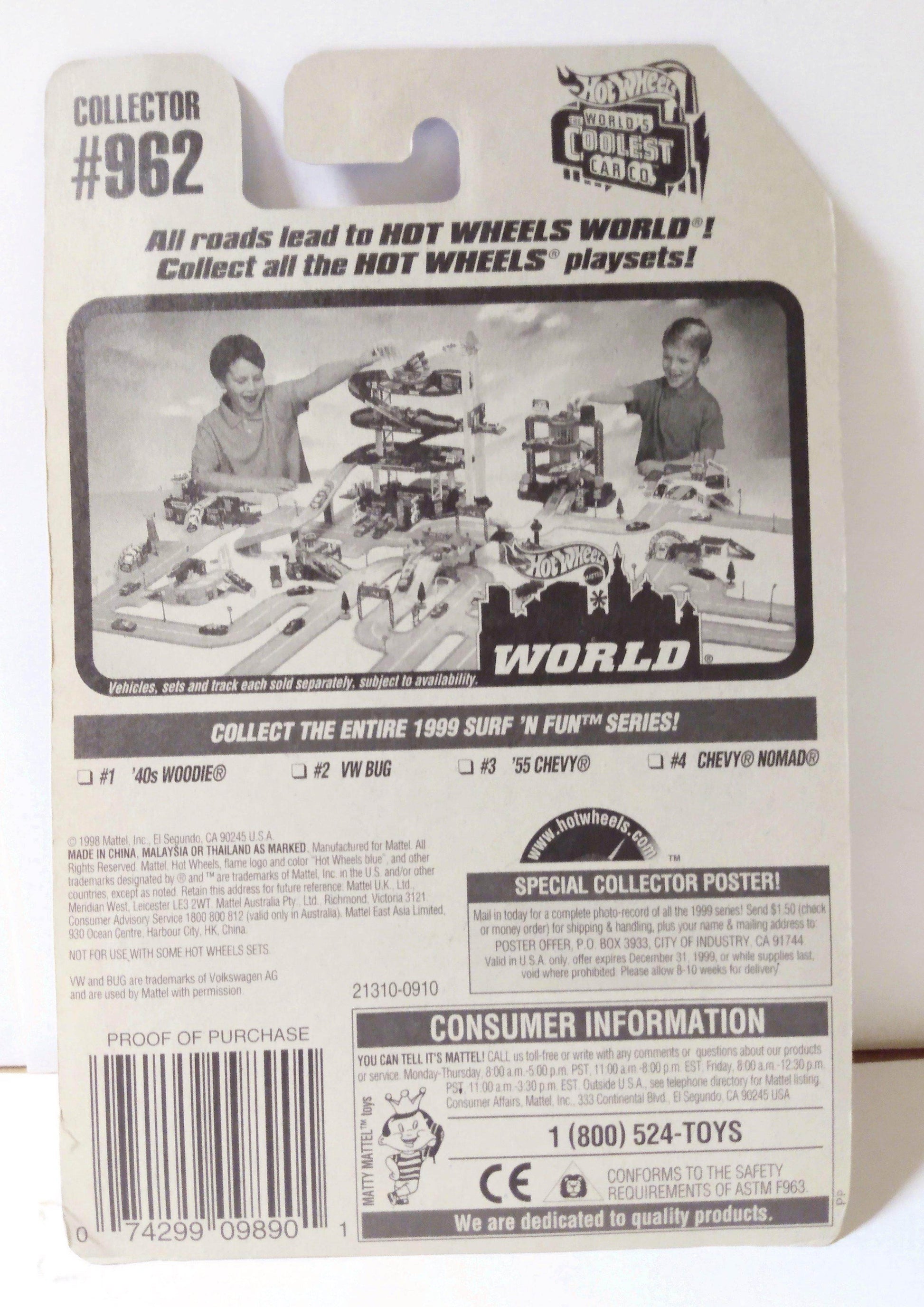 Hot Wheels Surf 'N Fun Series VW Bug Volkswagen Beetle Collector 962 - TulipStuff