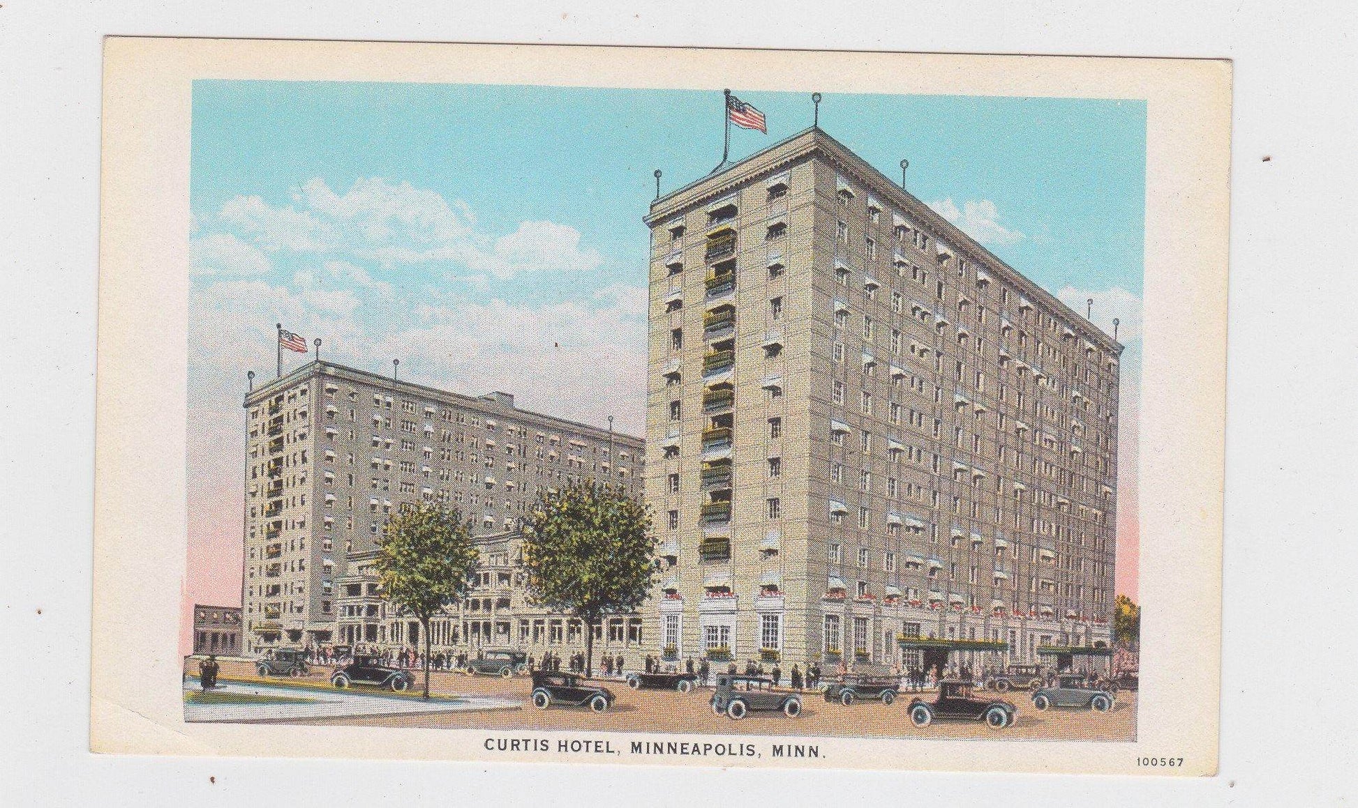 Curtis Hotel Minneapolis Minnesota Postcard 1930's Street Scene - TulipStuff