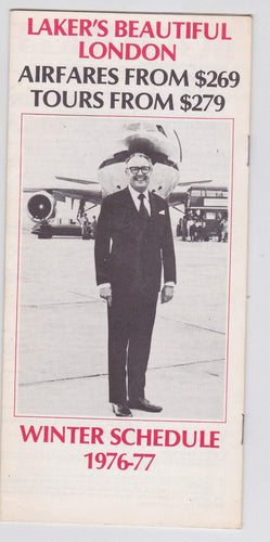 Laker Airways Winter Schedule 1976-77 Laker's Beautiful London Brochure Freddie Laker - TulipStuff