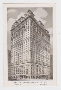 Sheraton-Cadillac Hotel Detroit Michigan Postcard 1950's - TulipStuff