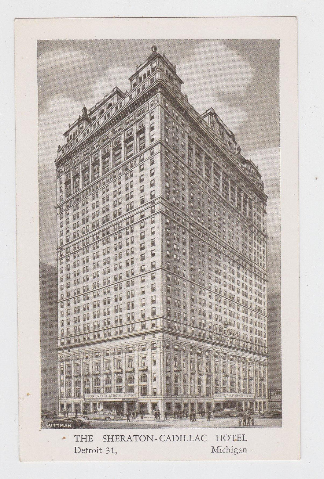 Sheraton-Cadillac Hotel Detroit Michigan Postcard 1950's - TulipStuff