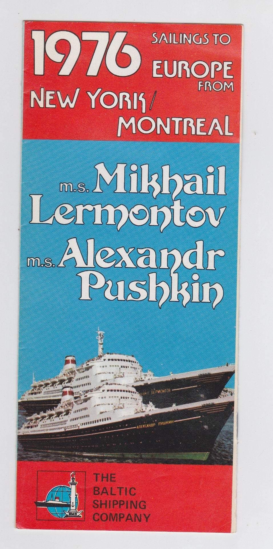 Baltic Shipping Co Mikhail Lermontov Alexandr Pushkin 1976 Cruises Brochure - TulipStuff