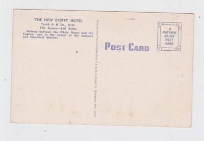 The New Ebbitt Hotel Washington DC 1940's Linen Postcard - TulipStuff