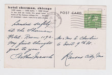 Load image into Gallery viewer, Hotel Sherman Chicago Illinois 1940&#39;s Linen Postcard Street Scene - TulipStuff
