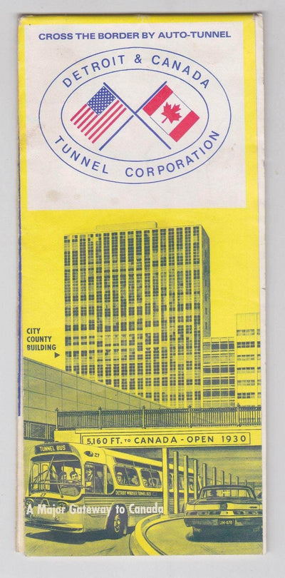 Detroit Canada Tunnel Corporation Auto-Tunnel Map Early 1970's - TulipStuff
