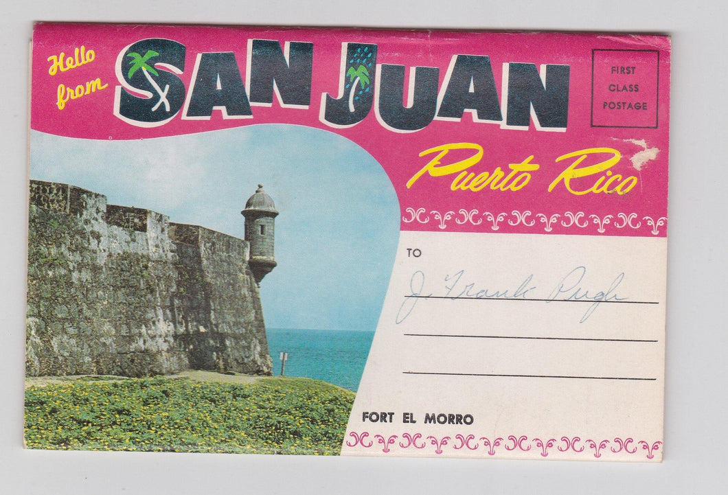 Hello From San Juan Puerto Rico 1960's Postcard Booklet 12 color photo views - TulipStuff