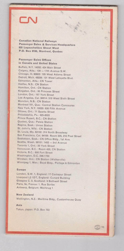 CN Across Canada 1969 Canadian National Railways Railroad Map Brochure - TulipStuff
