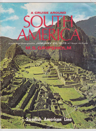 Swedish American Line M.S. Gripsholm 1975 Around South America Brochure - TulipStuff