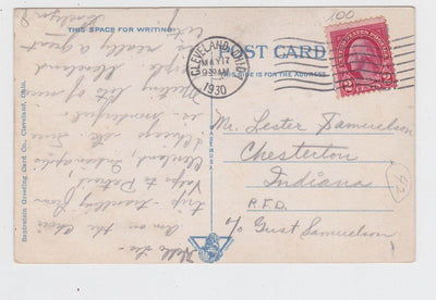 Cleveland Ohio Public Square Showing Terminal Tower Postcard late 1920's - TulipStuff