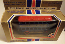 Load image into Gallery viewer, Lledo Days Gone ltd ed Royal Wedding 1986 Doubledecker Bus Prince Andrew Sarah Ferguson - TulipStuff
