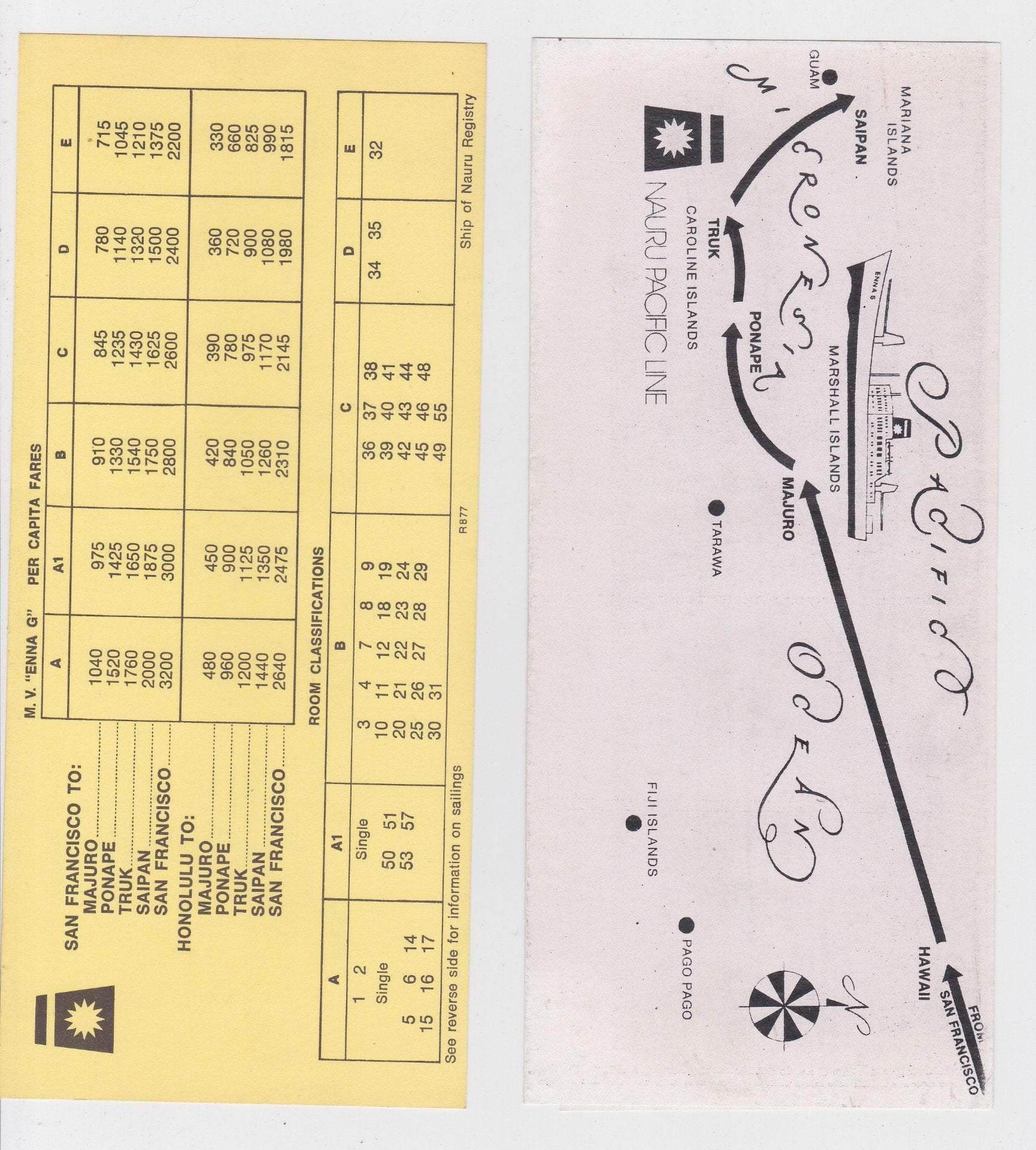 Nauru Pacific Line M.V. Enna G 1977-78 Micronesia Freighter Cruises Brochure - TulipStuff
