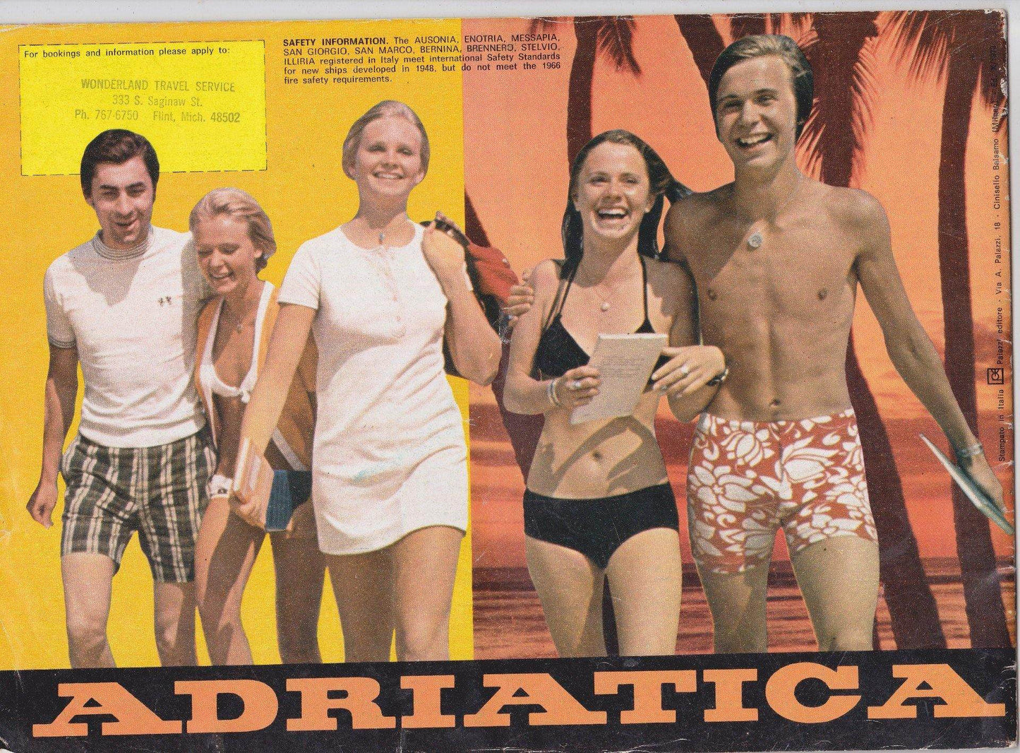 Adriatica Line Italian Cruise Ships 1974 Brochure T.V. Ausonia M.V. Illiria - TulipStuff