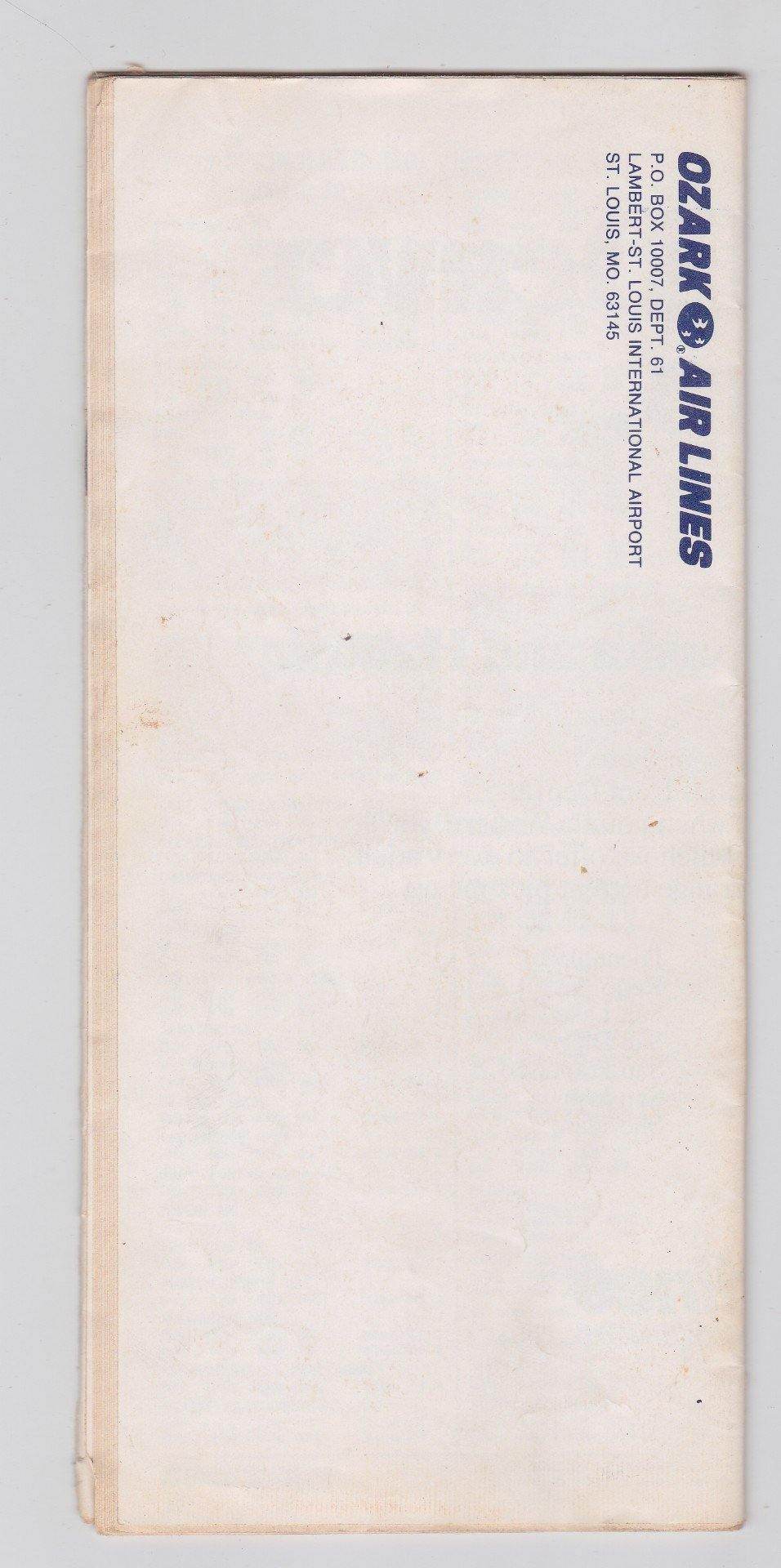 Ozark Air Lines 1977 System Timetable September 7, 1977 - TulipStuff