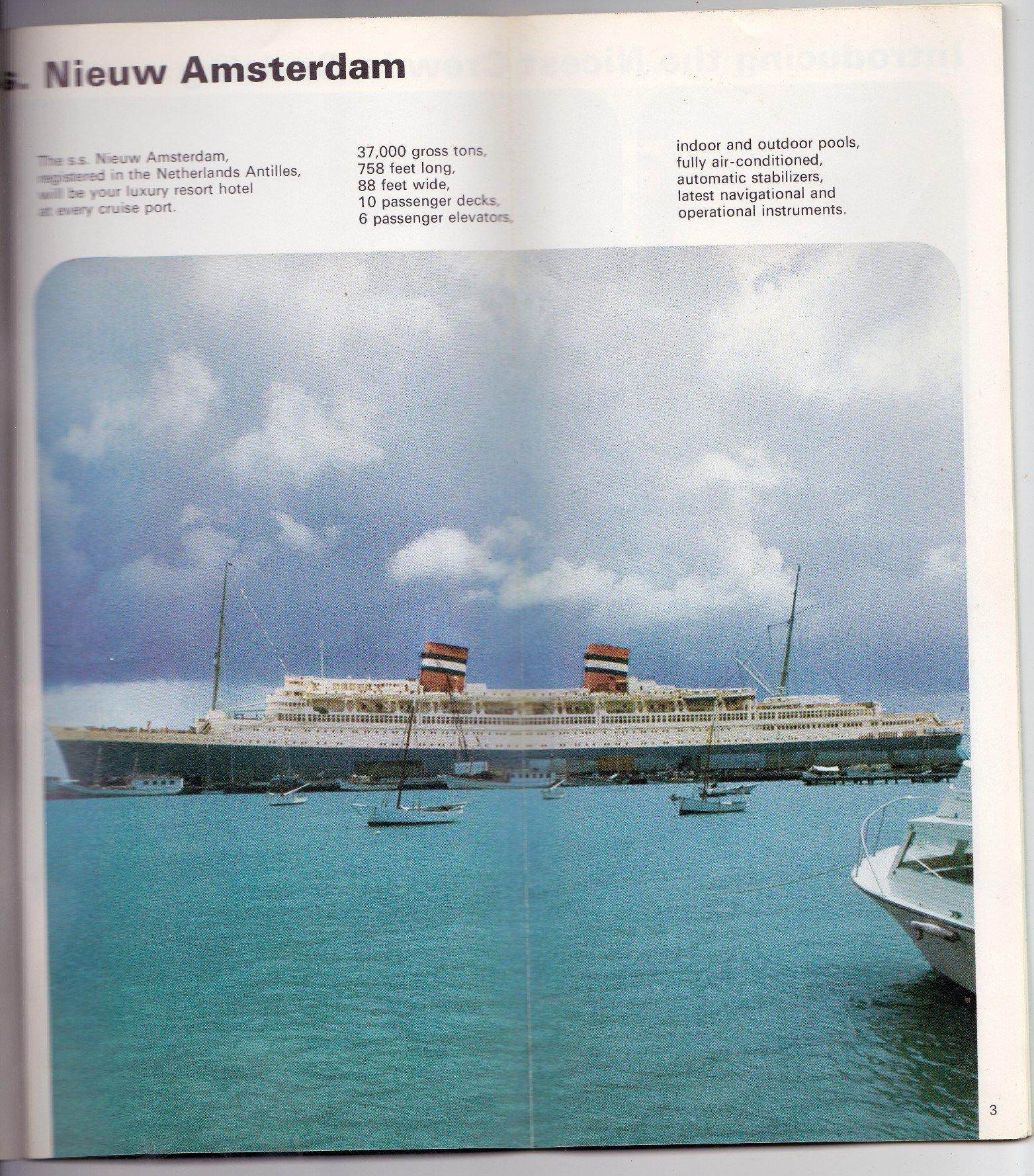 Holland America ss Nieuw Amsterdam 1972-73 West Indies Cruises Brochure - TulipStuff