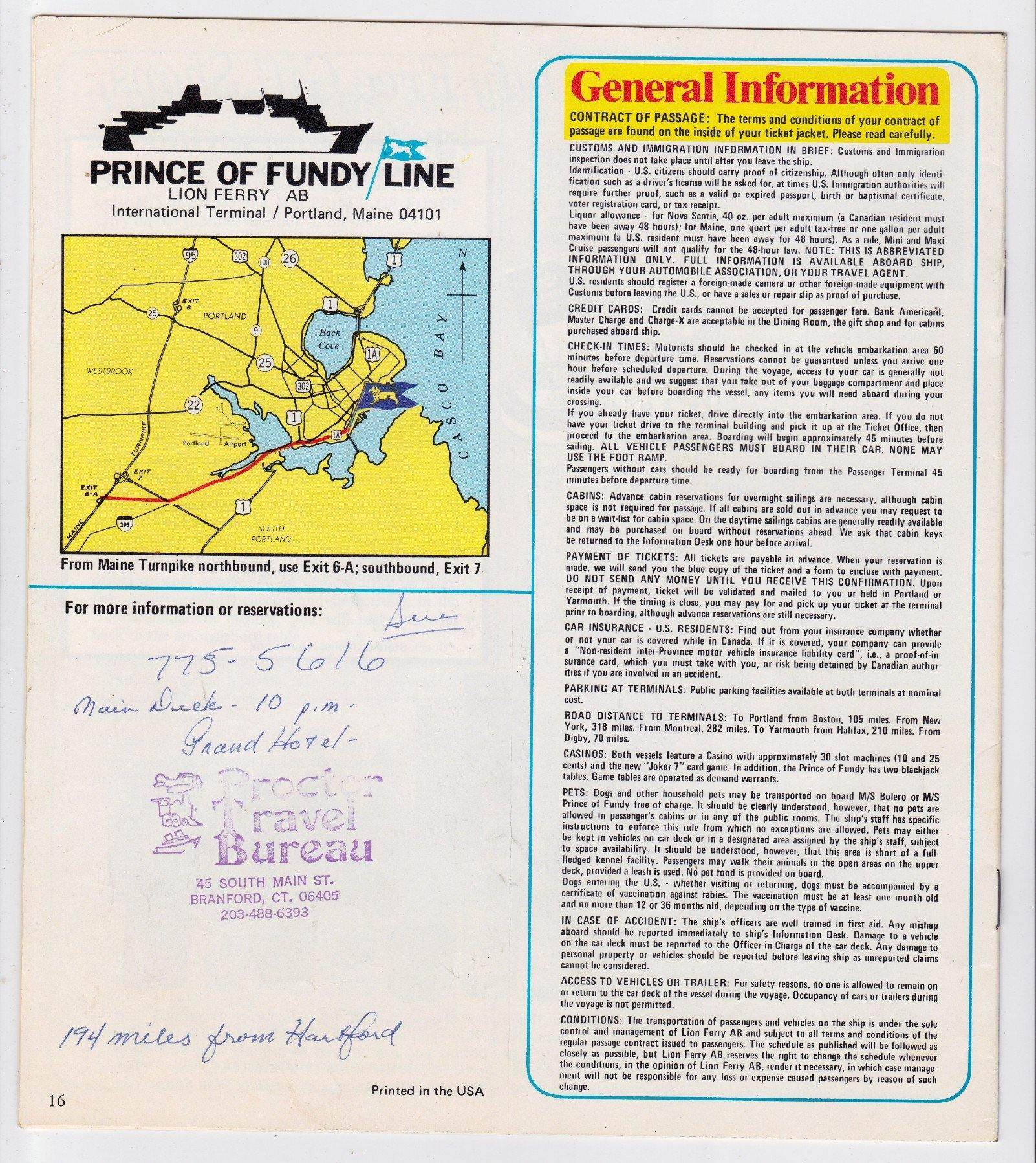 Prince of Fundy Line 1976 Cruise Car Liner Service to Nova Scotia Brochure ms Bolero ms Prince of Fundy - TulipStuff