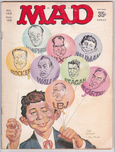 Mad Magazine 122 October 1968 Presidential Election Satire Nixon Wallace LBJ Reagan Humphrey Rockefeller - TulipStuff