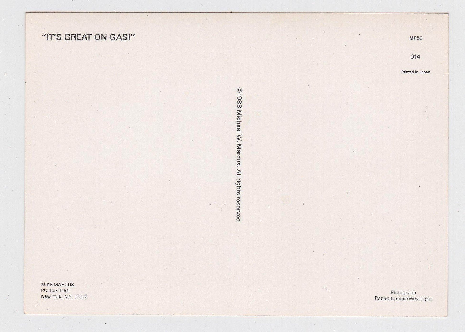 Shrine Club Mustangs It's Great On Gas Postcard 1980's - TulipStuff