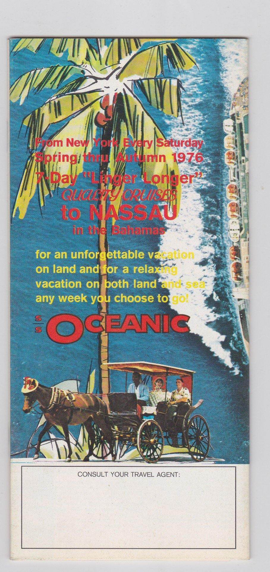 Home Lines ss Oceanic 1976 Nassau Cruises Brochure - TulipStuff