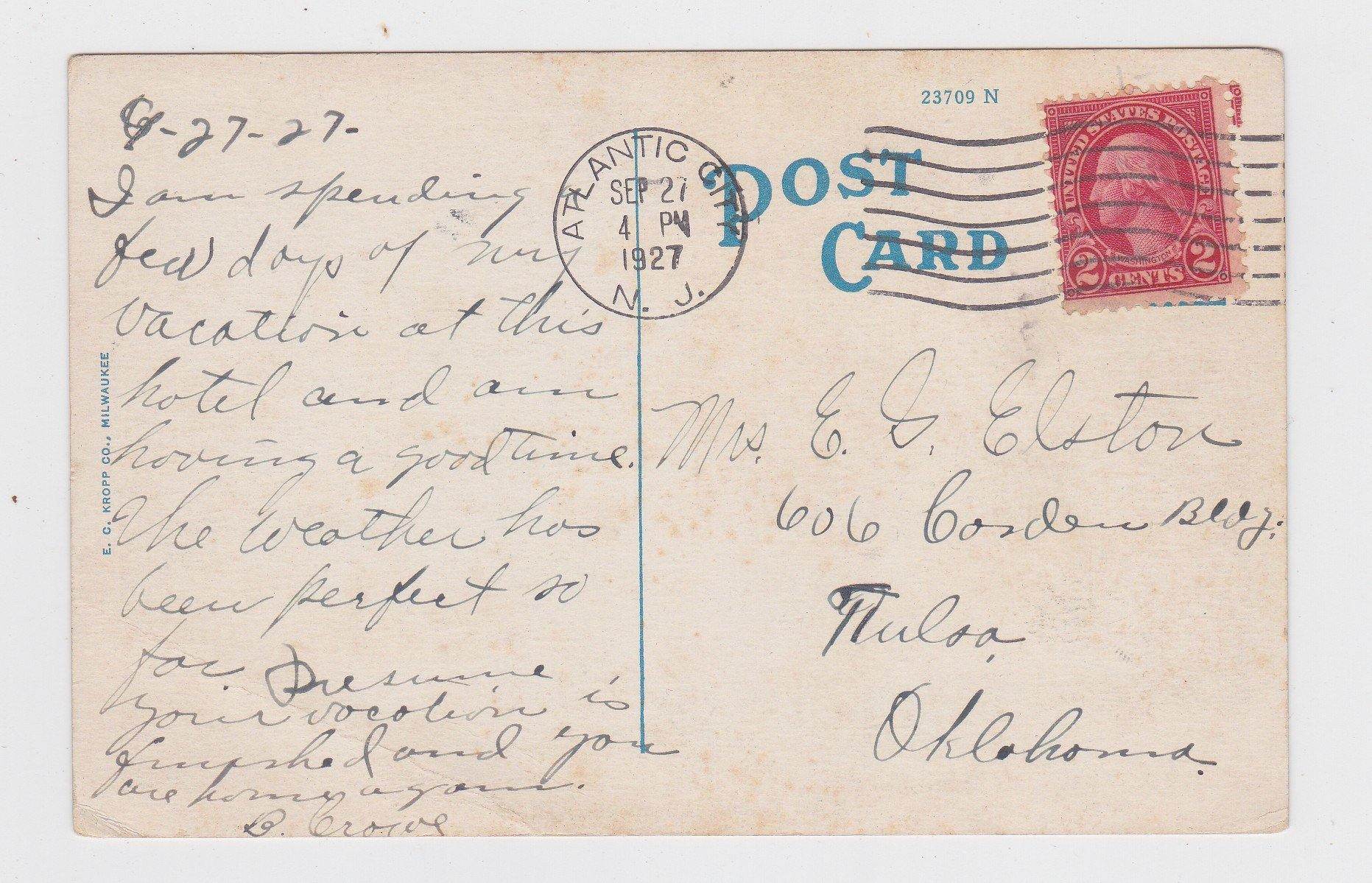 Hotel Dennis Atlantic City New Jersey 1920's Horses on Beach Postcard - TulipStuff