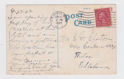 Hotel Dennis Atlantic City New Jersey 1920's Horses on Beach Postcard - TulipStuff