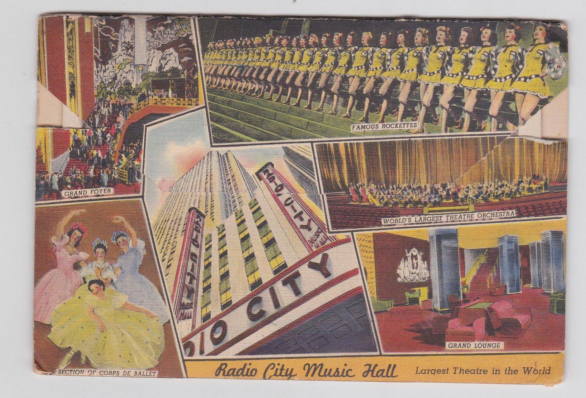 Greetings From Rockefeller Center New York City 1940's Linen Postcard Booklet 18 Views - TulipStuff