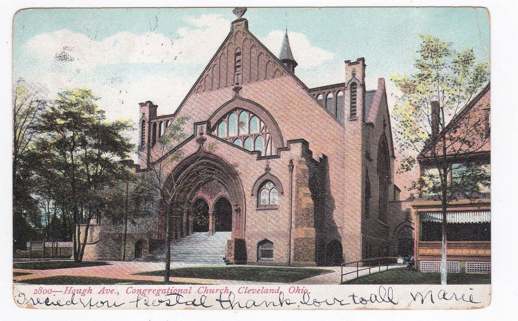 Hough Ave Congregational Church Cleveland Ohio 1900's Undivided Back Postcard - TulipStuff