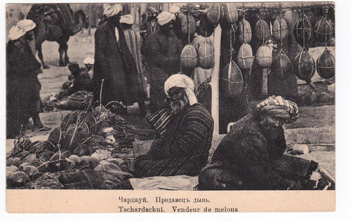 Tschardschui Turkmenistan Vendeur de Melons Antique Russian Postcard 1900's Turkmenabat - TulipStuff