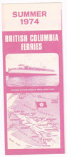 Load image into Gallery viewer, British Columbia Ferries Summer 1974 Schedules and Fares Timetable Brochure Canada - TulipStuff
