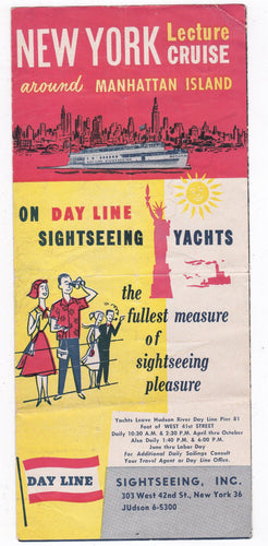 Hudson River Day Line New York Lecture Cruise 1950's Brochure Miss Day Line - TulipStuff