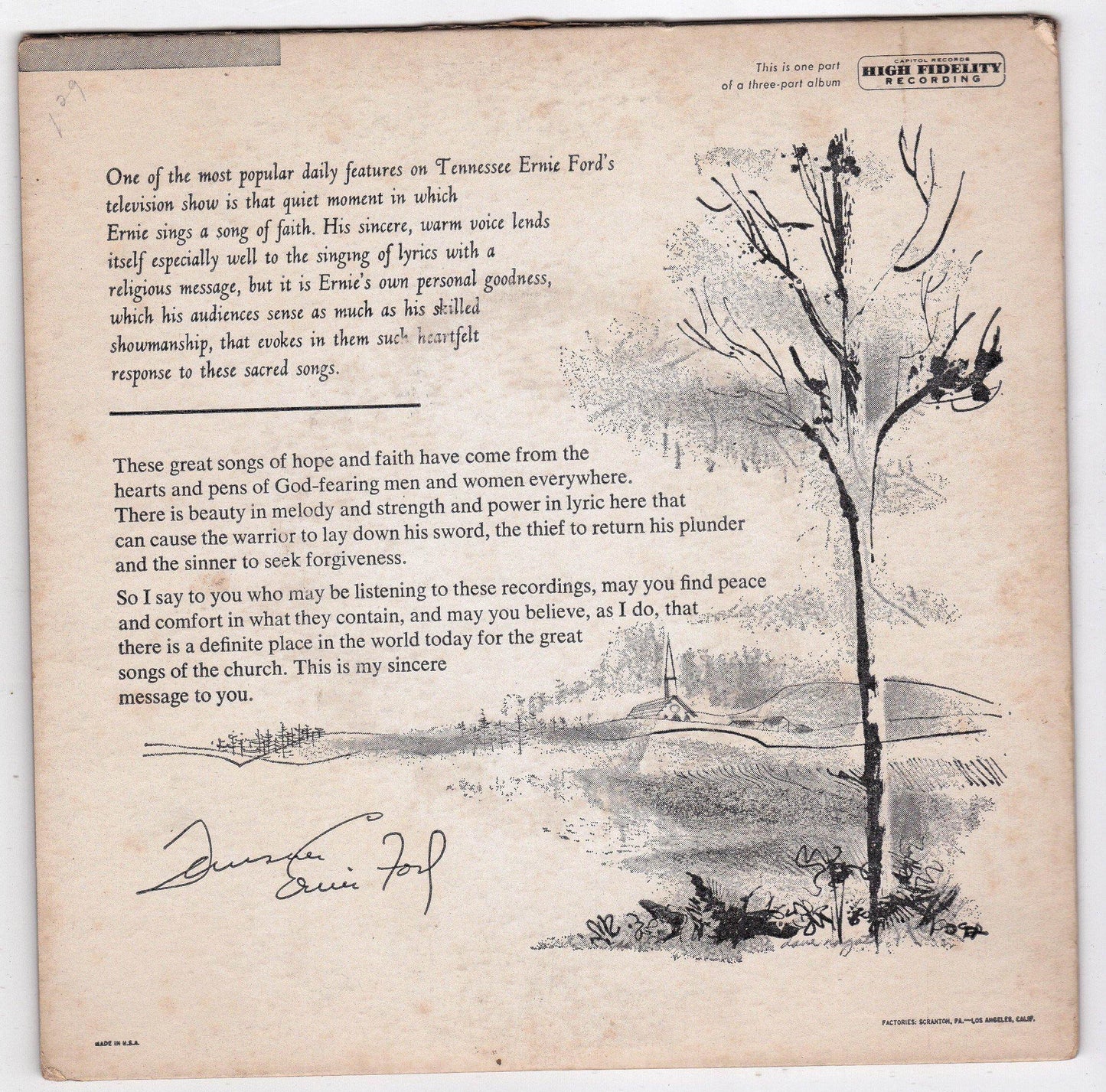 Tennessee Ernie Ford Hymns Part 3 1956 7 inch Capitol Records EAP 3-756 - TulipStuff