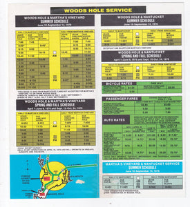 Woods Hole Martha's Vineyard and Nantucket Steamship Authority 1976 Schedule Brochure - TulipStuff