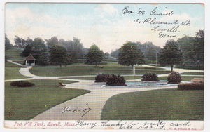 Fort Hill Park Lowell Massachusetts Undivided Back Antique Postcard 1907 - TulipStuff