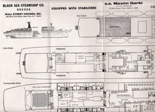 Load image into Gallery viewer, Black Sea Steamship ts Maxim Gorkiy 1974 Deck Plans Cruise Brochure Soviet Cruise Ship ex Hamburg - TulipStuff
