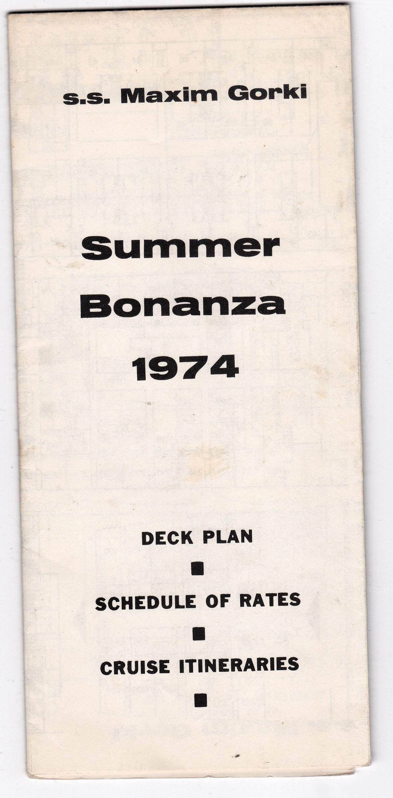 Black Sea Steamship ts Maxim Gorkiy 1974 Deck Plans Cruise Brochure Soviet Cruise Ship ex Hamburg - TulipStuff