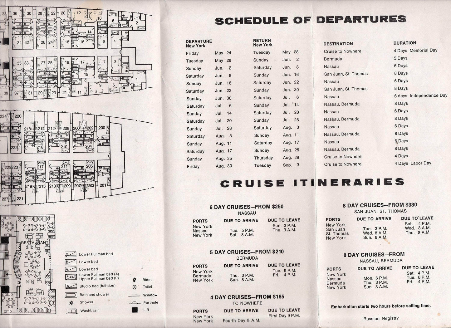 Black Sea Steamship ts Maxim Gorkiy 1974 Deck Plans Cruise Brochure Soviet Cruise Ship ex Hamburg - TulipStuff