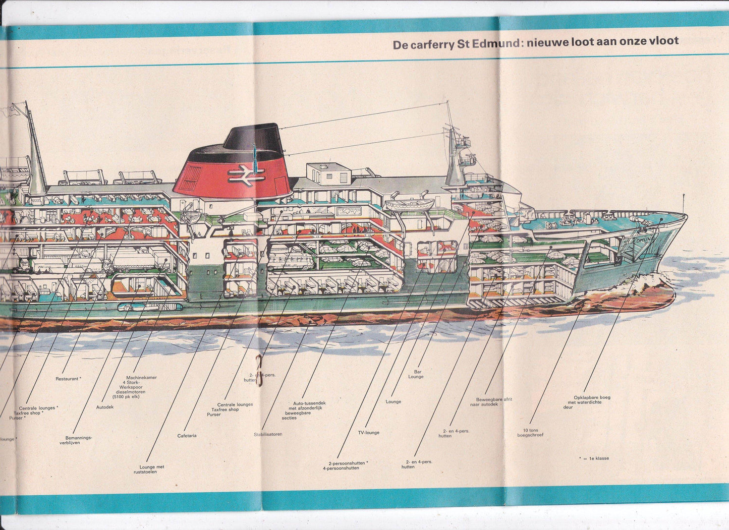 Sealink 1975 Car Ferry St Edmund Hoek van Holland Harwich Dutch Brochure - TulipStuff