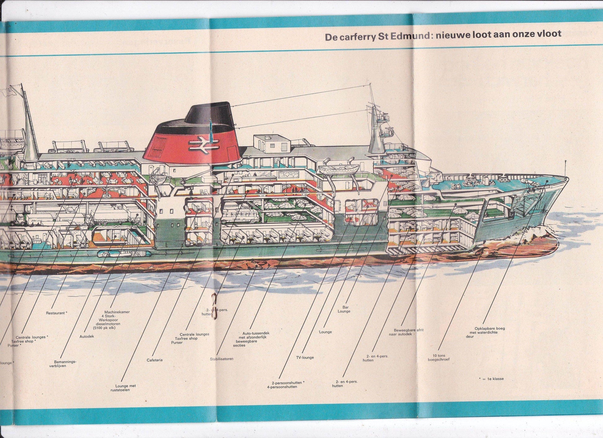 Sealink 1975 Car Ferry St Edmund Hoek van Holland Harwich Dutch Brochure - TulipStuff