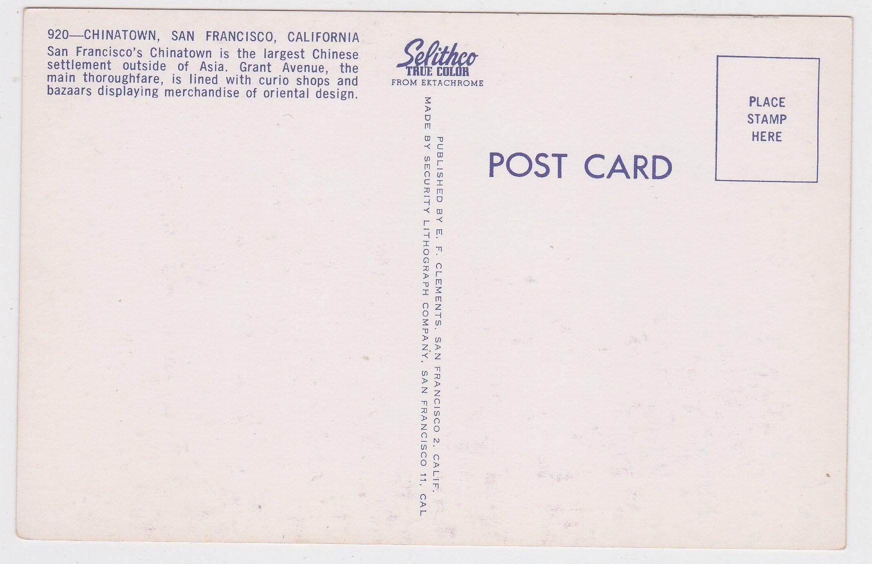 San Francisco Chinatown Grant Avenue Cathay House Cable Car 1950's Postcard - TulipStuff