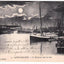Saint-Nazaire Le Bassin au claire de lune 1910's Harbor Ships French Antique Postcard - TulipStuff